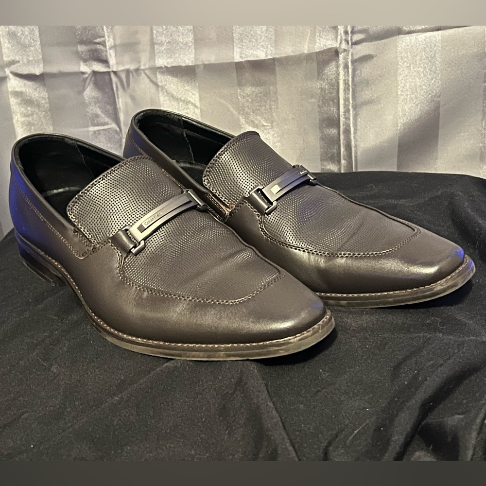Calvin Klein Rufus Dark Brown Leather Loafers - Men’s Size 9.5